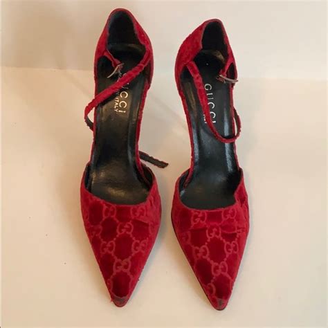 gucci red velvet heels